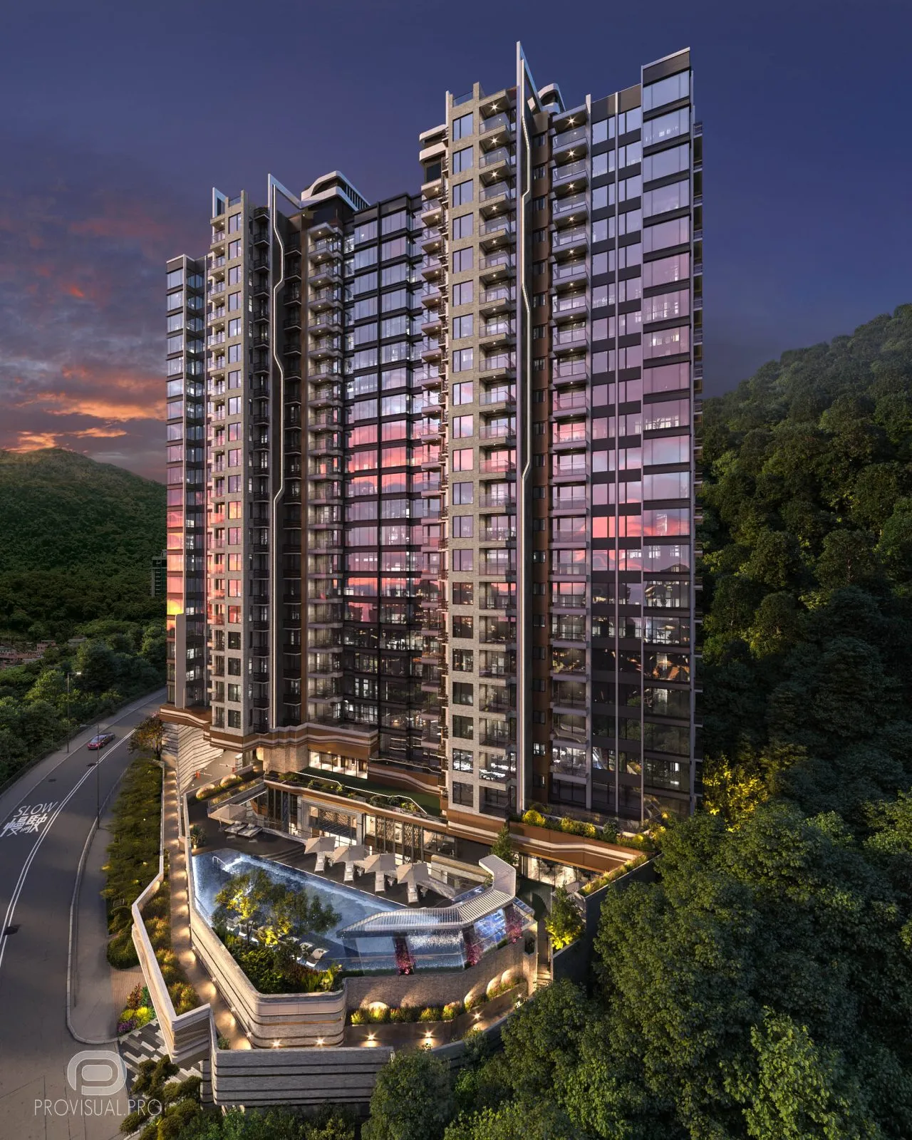 Dusk exterior rendering by provisual.pro