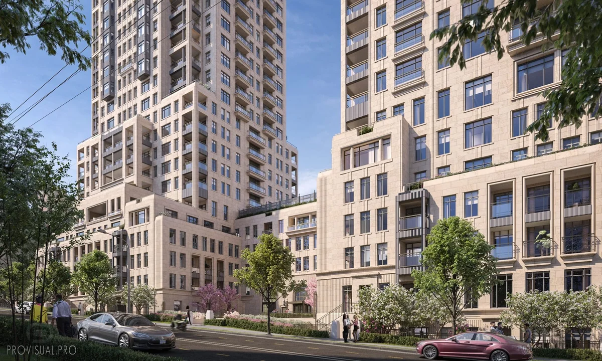 Professional 3D exterior rendering services showcasing luxury skyscrape