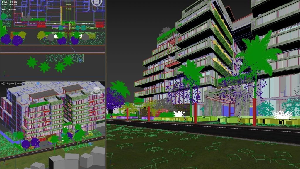 3ds Max wireframe architectural modeling Casa Verde Miami