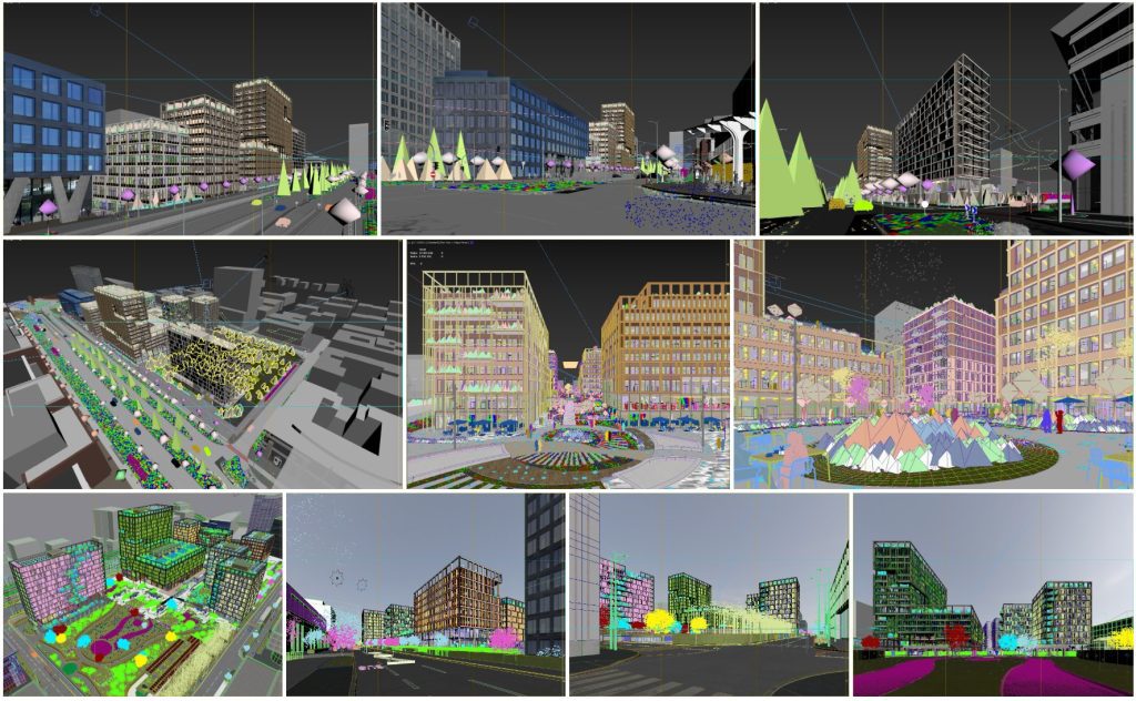 Configuration de scène 3ds Max en filaire et proxies de végétation pour visualisation 3D de grande envergure
